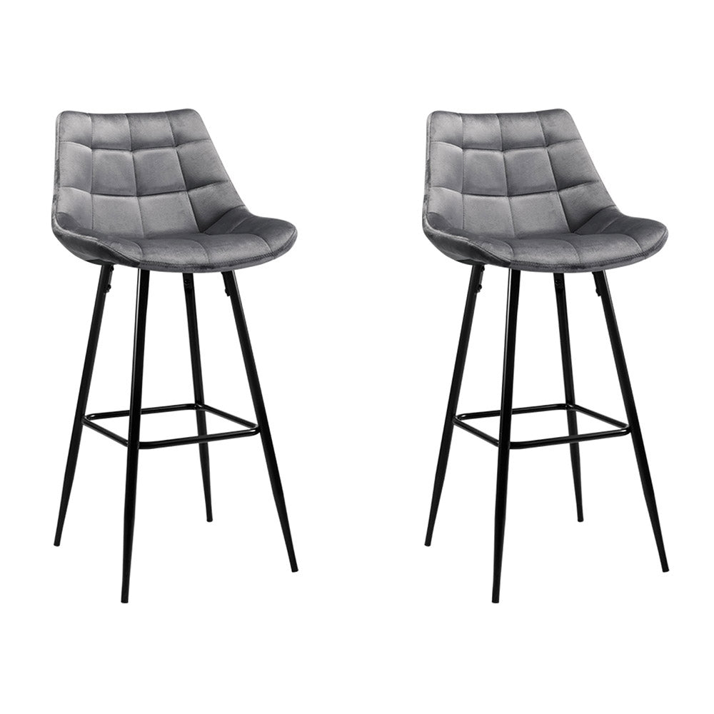Stool Haven Set of 2 Velvet Bar Stools - Grey