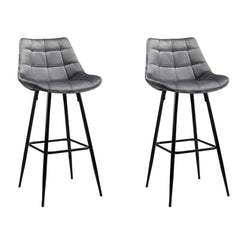 Stool Haven Set of 2 Velvet Bar Stools - Grey
