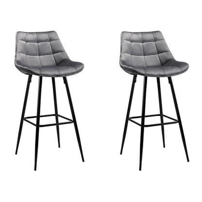 Stool Haven Set of 2 Velvet Bar Stools - Grey
