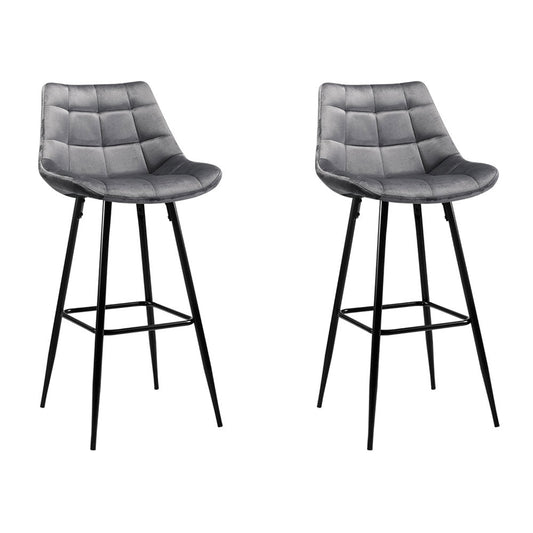 Stool Haven Set of 2 Velvet Bar Stools - Grey