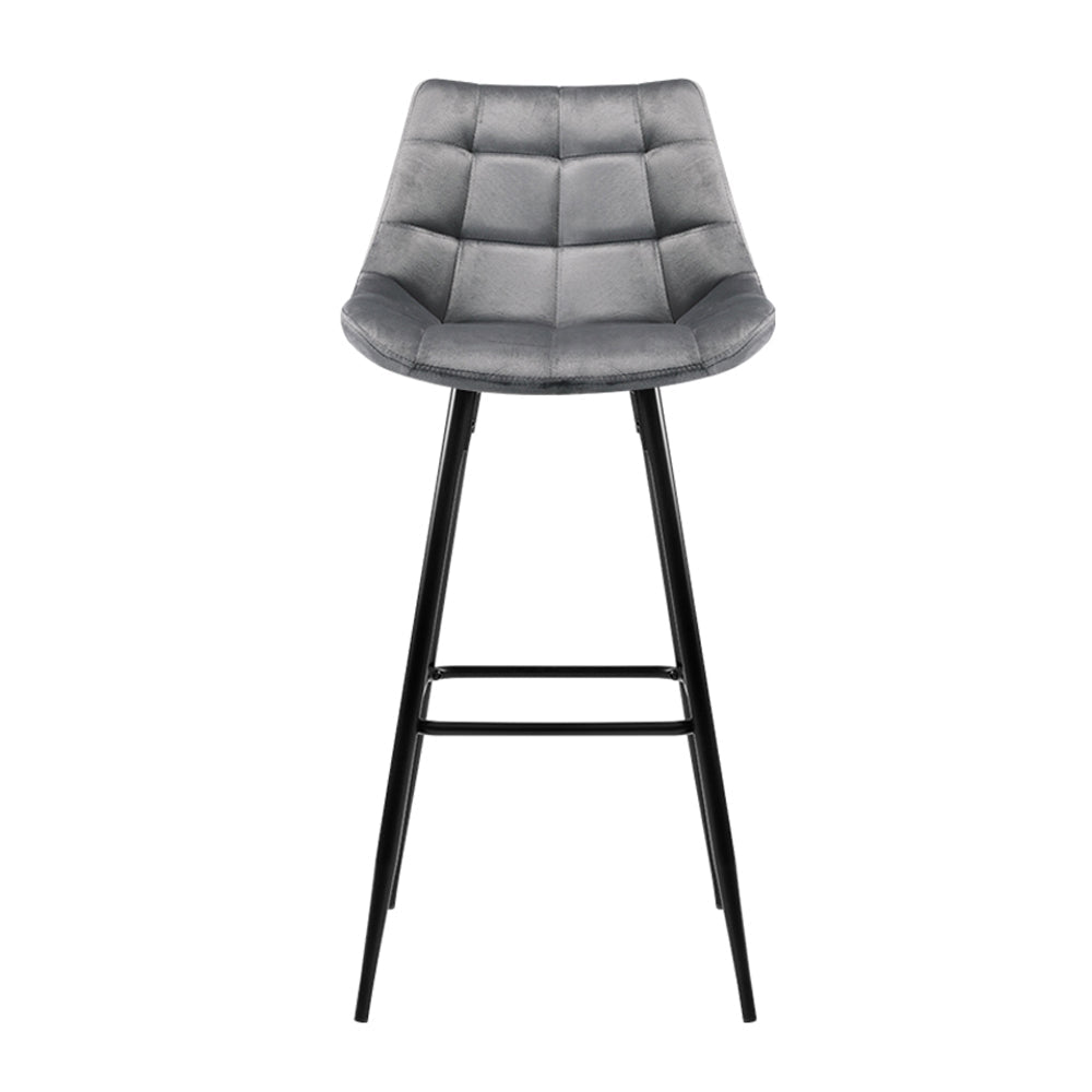 Stool Haven Set of 2 Velvet Bar Stools - Grey