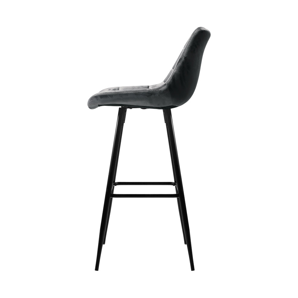 Stool Haven Set of 2 Velvet Bar Stools - Grey