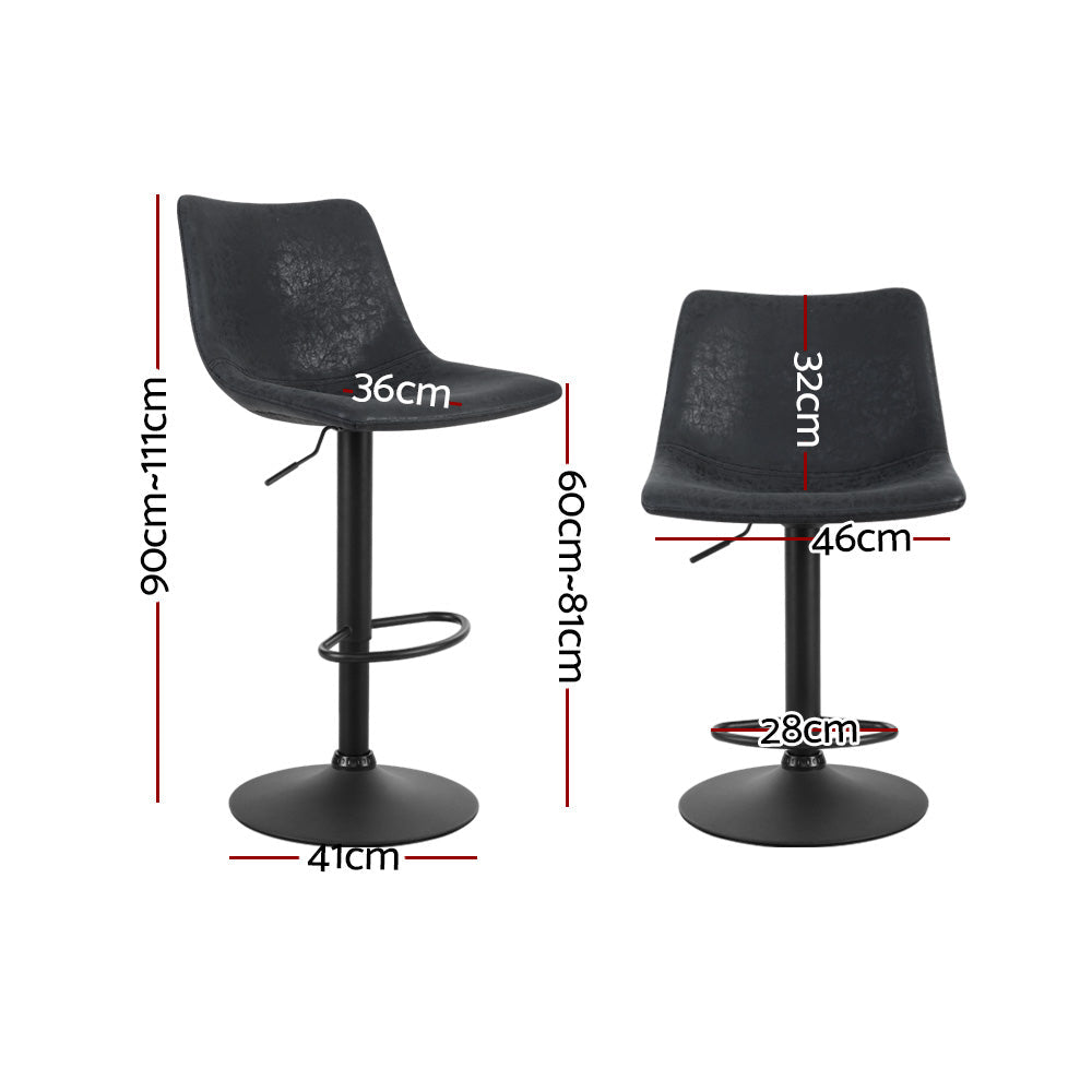 Stool Haven Set of 2 Bar Stools Gas Lift- Black