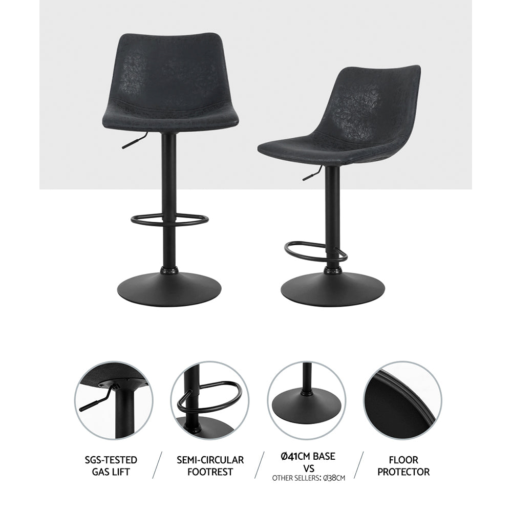 Stool Haven Set of 2 Bar Stools Gas Lift- Black