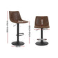 Stool Haven 2 x Bar Stools Vintage Leather Swivel Gas Lift - Brown