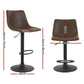 Stool Haven 4x Bar Stools Vintage Leather Swivel Gas Lift Brown