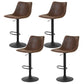 Stool Haven 4x Bar Stools Vintage Leather Swivel Gas Lift Brown