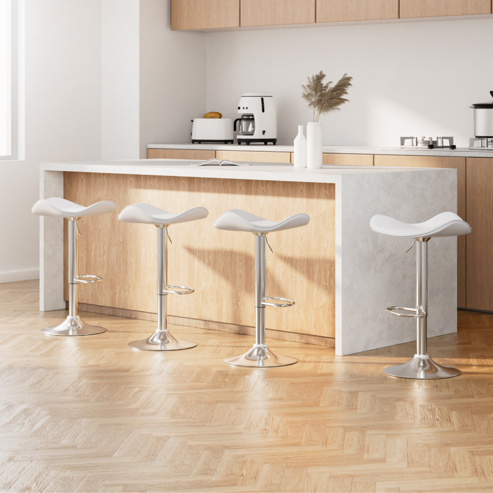 Stool Haven 4x Bar Stools Leather Gas Lift Chair White