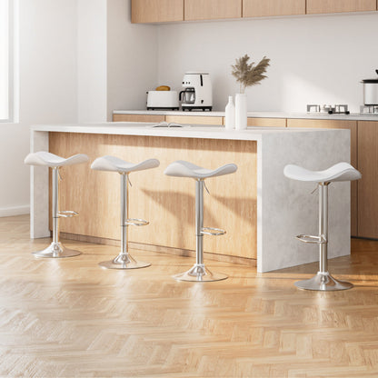 Stool Haven 4x Bar Stools Leather Gas Lift Chair White