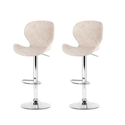 Stool Haven 2x Bar Stools Kitchen Swivel Gas Lift Counter Chair Wing PE Rattan Beige