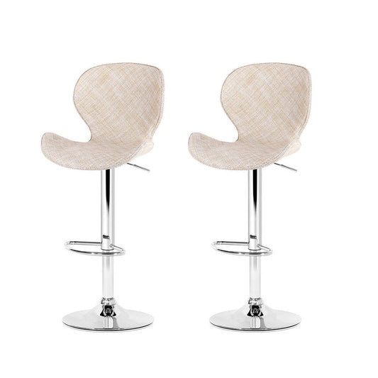 Stool Haven 2x Bar Stools Kitchen Swivel Gas Lift Counter Chair Wing PE Rattan Beige