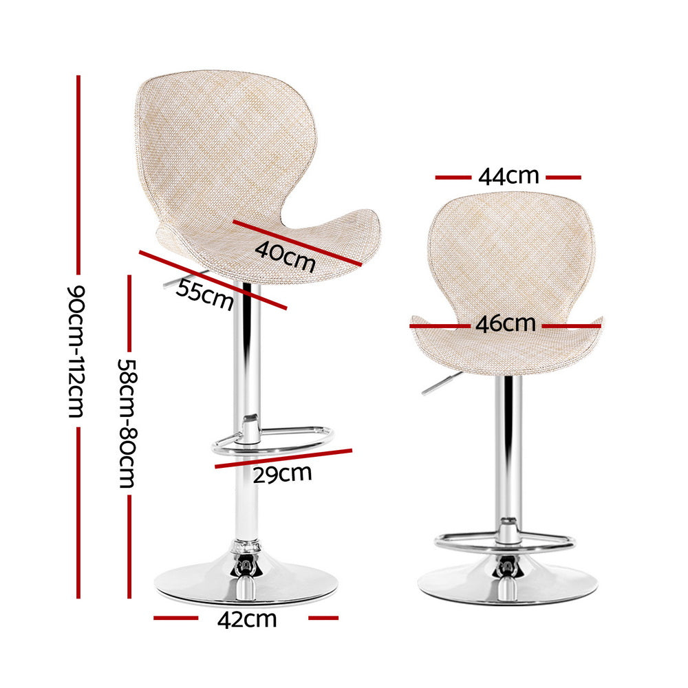 Stool Haven 2x Bar Stools Kitchen Swivel Gas Lift Counter Chair Wing PE Rattan Beige