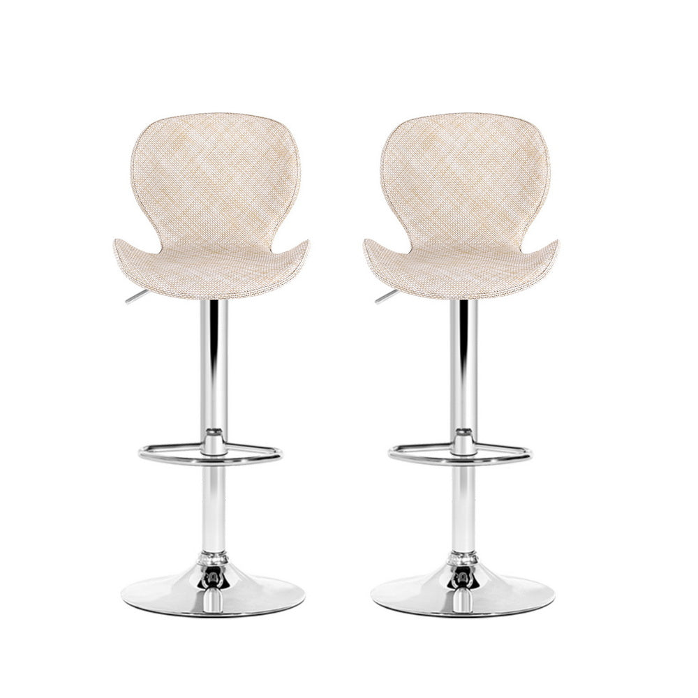 Stool Haven 2x Bar Stools Kitchen Swivel Gas Lift Counter Chair Wing PE Rattan Beige