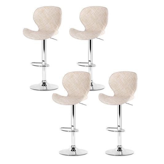 Stool Haven 4x Bar Stools Kitchen Swivel Gas Lift Counter Chair Wing PE Rattan Beige