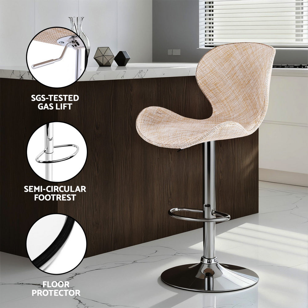 Stool Haven 4x Bar Stools Kitchen Swivel Gas Lift Counter Chair Wing PE Rattan Beige