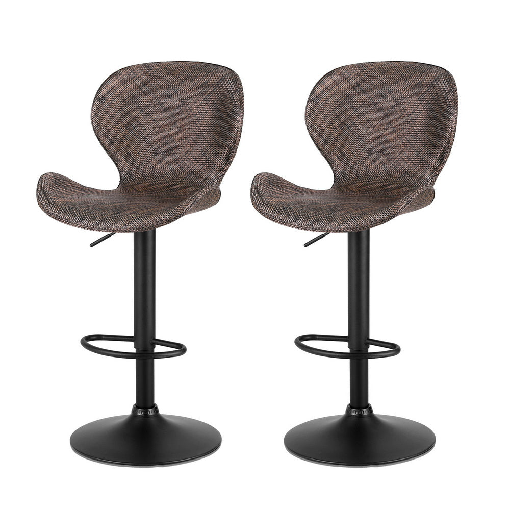 Stool Haven 2x Bar Stools Kitchen Swivel Gas Lift Counter Chair Wing PE Rattan Brown