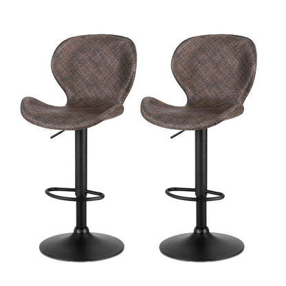 Stool Haven 2x Bar Stools Kitchen Swivel Gas Lift Counter Chair Wing PE Rattan Brown