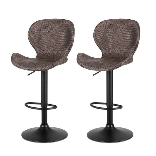 Stool Haven 2x Bar Stools Kitchen Swivel Gas Lift Counter Chair Wing PE Rattan Brown