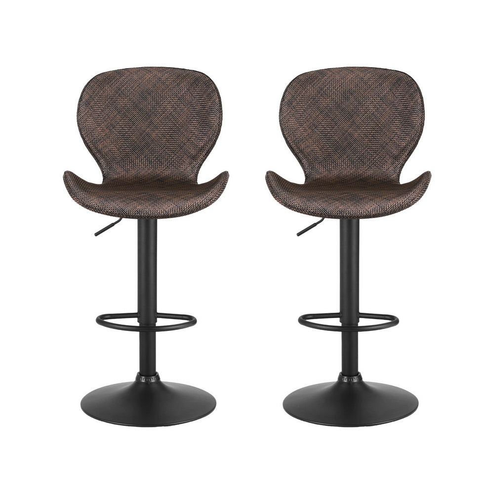 Stool Haven 2x Bar Stools Kitchen Swivel Gas Lift Counter Chair Wing PE Rattan Brown
