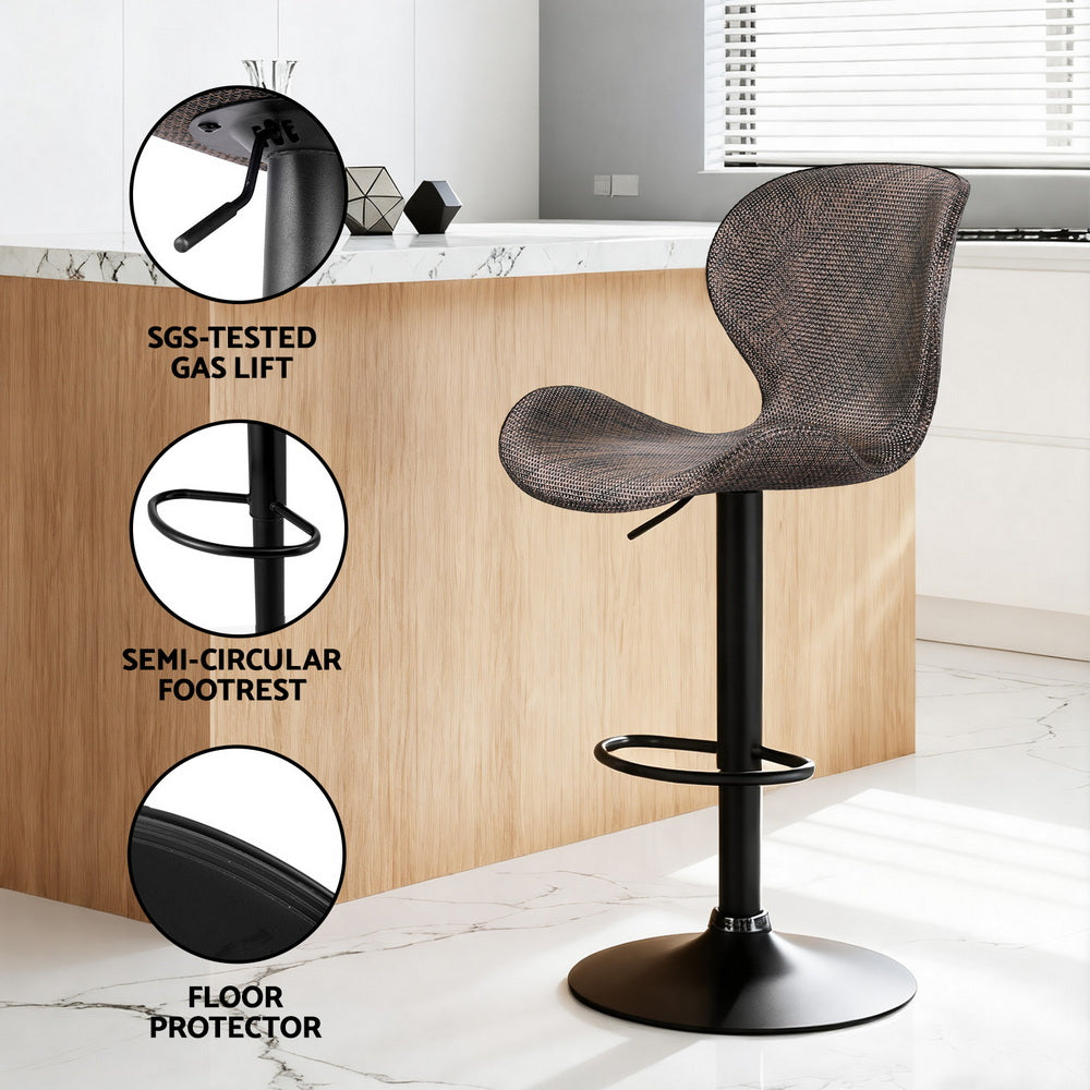 Stool Haven 2x Bar Stools Kitchen Swivel Gas Lift Counter Chair Wing PE Rattan Brown