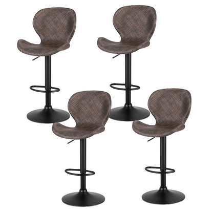 Stool Haven 4x Bar Stools Kitchen Swivel Gas Lift Counter Chair Wing PE Rattan Brown