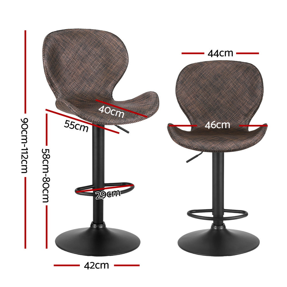 Stool Haven 4x Bar Stools Kitchen Swivel Gas Lift Counter Chair Wing PE Rattan Brown