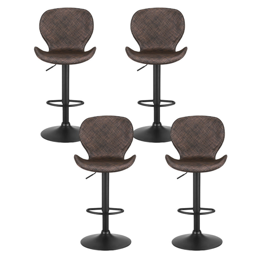 Stool Haven 4x Bar Stools Kitchen Swivel Gas Lift Counter Chair Wing PE Rattan Brown