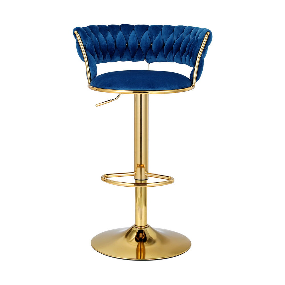 Stool Haven Bar Stools Gas Lift Velvet Woven Backrest Navy