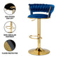 Stool Haven Bar Stools Gas Lift Velvet Woven Backrest Navy