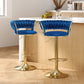 Stool Haven 2x Bar Stools Gas Lift Velvet Woven Backrest Navy