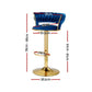 Stool Haven 2x Bar Stools Gas Lift Velvet Woven Backrest Navy