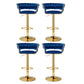Stool Haven 4x Bar Stools Gas Lift Velvet Woven Backrest Navy