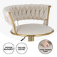 Stool Haven 2x Bar Stools Gas Lift Velvet Woven Backrest Ivory