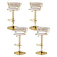 Stool Haven 4x Bar Stools Gas Lift Velvet Woven Backrest Ivory