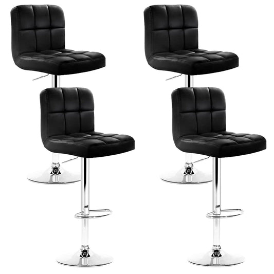 Stool Haven 4x Bar Stools Leather Gas Lift Black