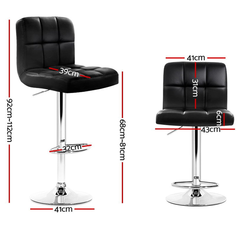 Stool Haven 4x Bar Stools Leather Gas Lift Black