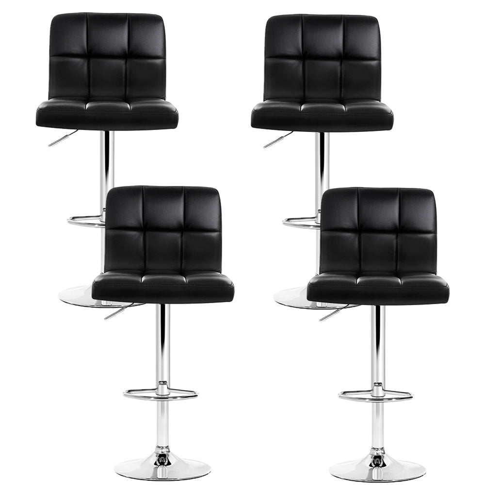 Stool Haven 4x Bar Stools Leather Gas Lift Black