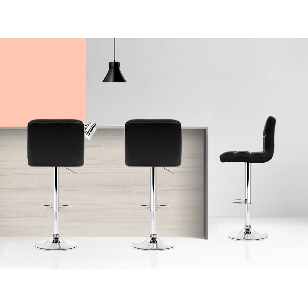 Stool Haven 4x Bar Stools Leather Gas Lift Black