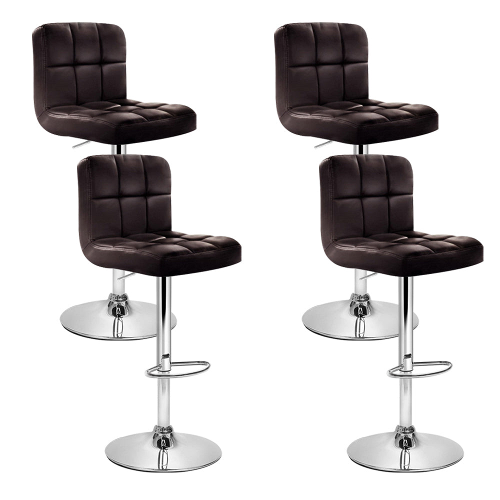 Stool Haven 4x Bar Stools Leather Gas Lift Brown