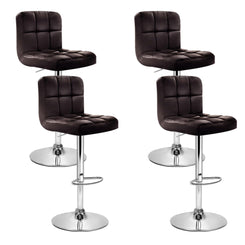 Stool Haven 4x Bar Stools Leather Gas Lift Brown