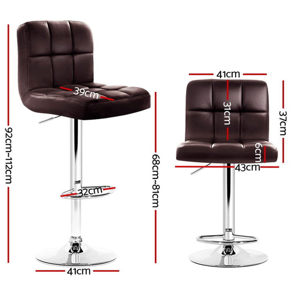 Stool Haven 4x Bar Stools Leather Gas Lift Brown