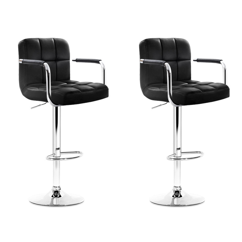 Stool Haven Set of 2 Bar Stools Gas lift Swivel Armrests - Steel and Black