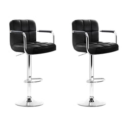 Stool Haven Set of 2 Bar Stools Gas lift Swivel Armrests - Steel and Black