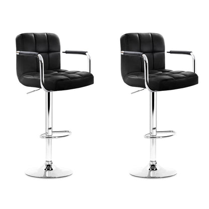 Stool Haven Set of 2 Bar Stools Gas lift Swivel Armrests - Steel and Black