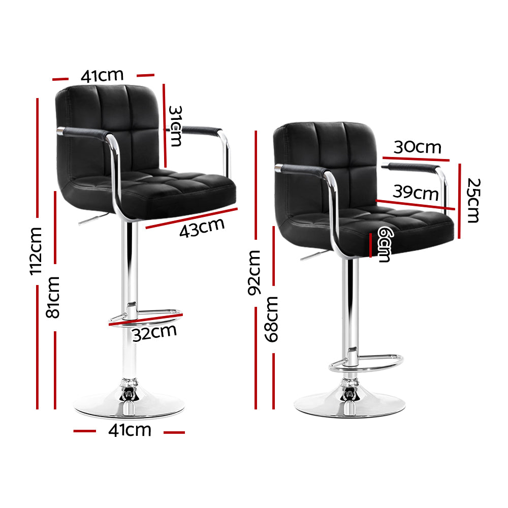 Stool Haven Set of 2 Bar Stools Gas lift Swivel Armrests - Steel and Black