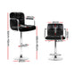 Stool Haven 4x Bar Stools Leather Gas Lift w/Armrest Black