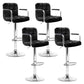 Stool Haven 4x Bar Stools Leather Gas Lift w/Armrest Black