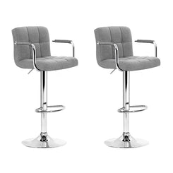 Stool Haven Set of 2 Bar Stools Gas lift Swivel - Steel and Grey
