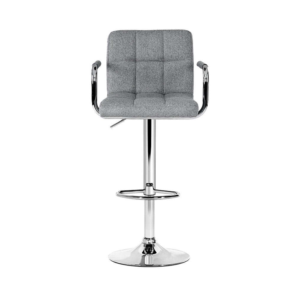 Stool Haven Set of 2 Bar Stools Gas lift Swivel - Steel and Grey