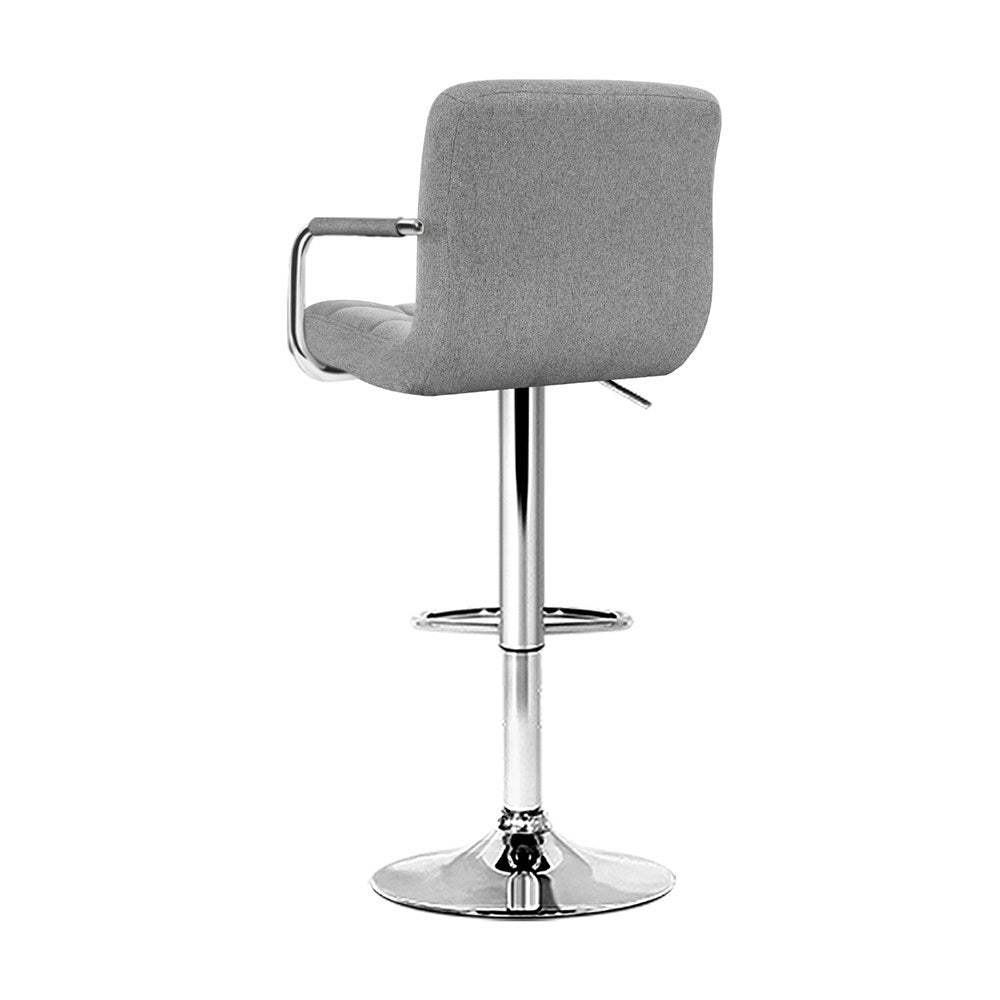 Stool Haven 4x Bar Stools Fabric Gas Lift w/Armrest Grey